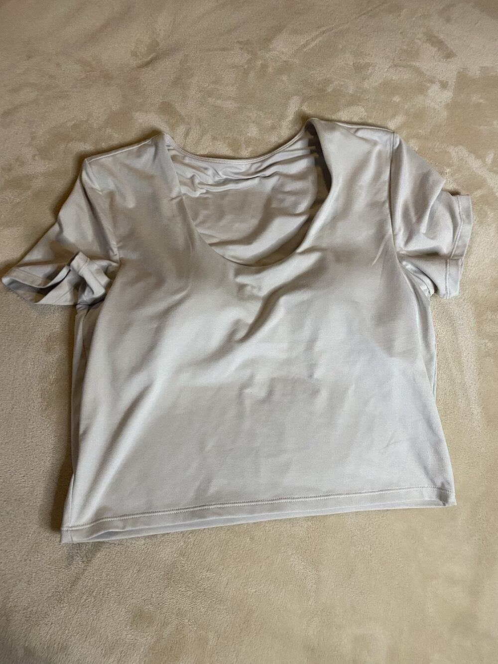 Zella Crop Top Scoop Neckline Built-In Padded Bra Short Sleeves Size M